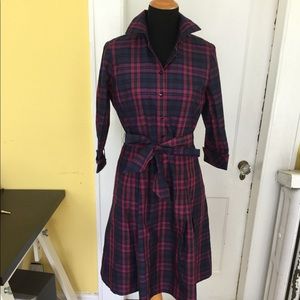 Talbots petite vintage style plaid dress